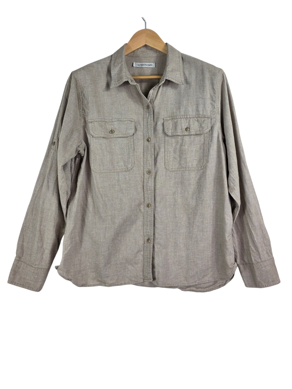 Outerknown Beige Button-Down Casual Shirt